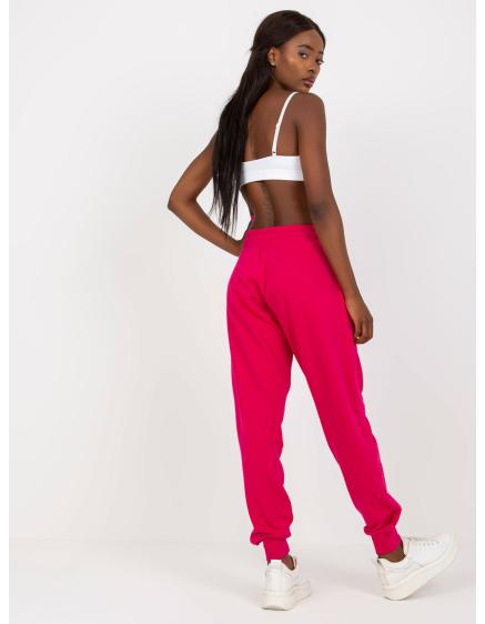 Fuchsiové teplákové kalhoty basic s vysokým pasem