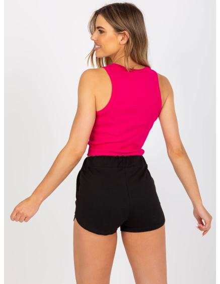 Fuchsiové bavlnené basic pruhované tričko