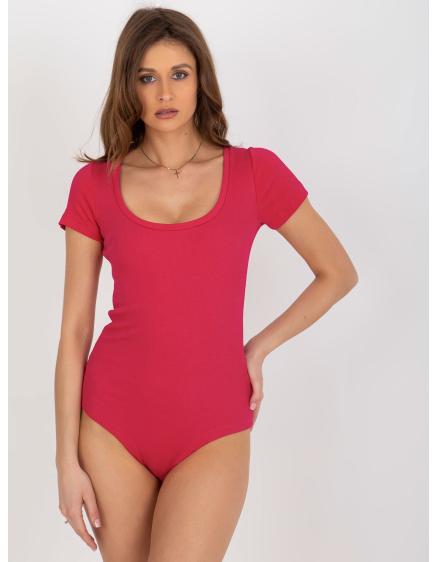 Fuchsiové priliehavé basic body s pruhmi