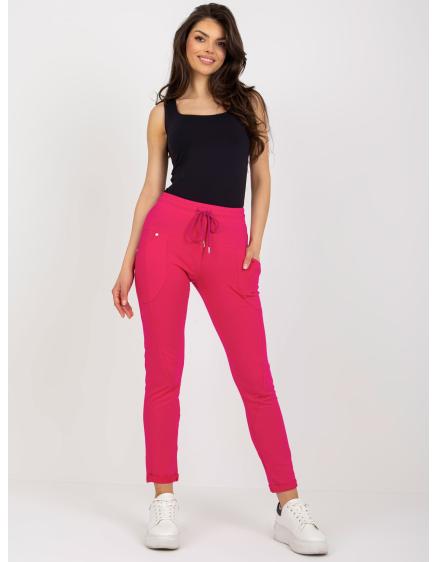 Fuchsiové dámské teplákové kalhoty se zavazováním