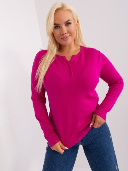 Fluo růžový oversize svetr s ozdobnými knoflíky