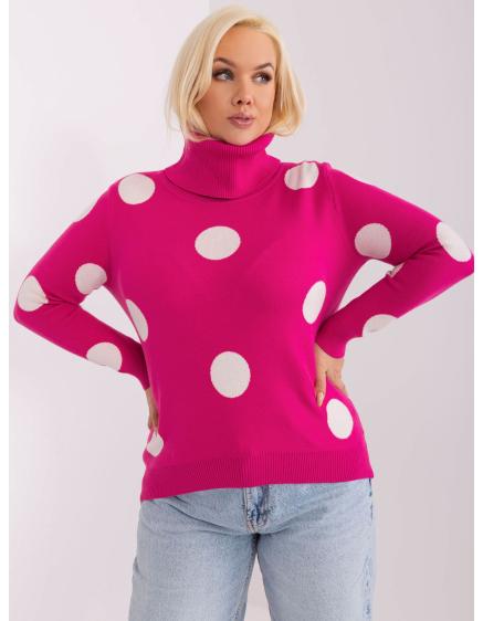 Fuchsiový dlhý oversized sveter s nápisom RUE PARIS