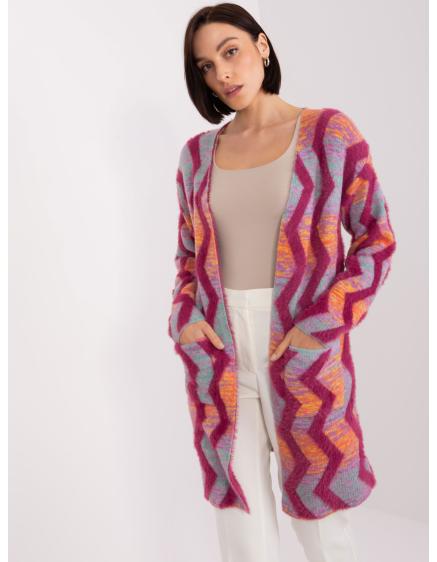 Fuchsiový kardigán so vzorom a vreckami