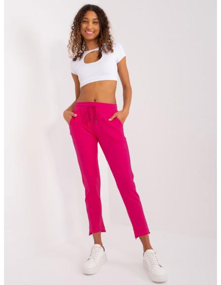 Fuchsiové basic teplákové kalhoty s kapsami