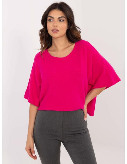 Fuchsiový klasický sveter s rolákovým výstrihom