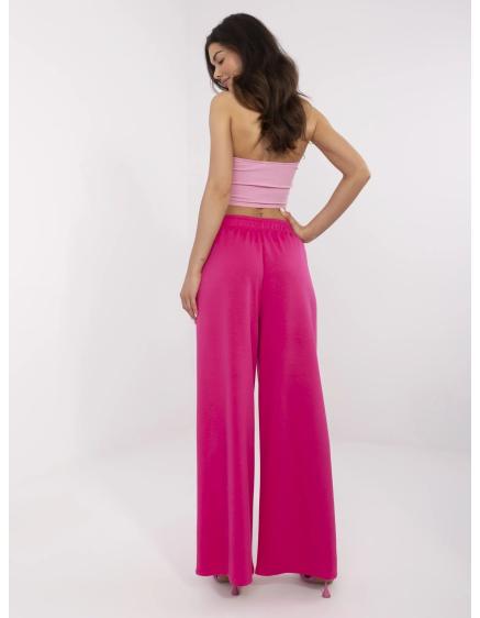 Fuchsiové basic kalhoty se širokými nohavicemi