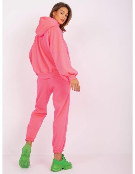 Fluorescenčná ružová dámska tepláková súprava Liana s kapucňou