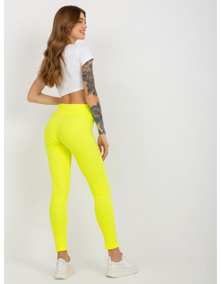 Fluorescenčné žlté basic bavlnené legíny s pruhmi
