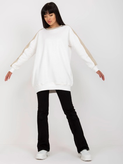 Biela a béžová basic oversized mikina RUE PARIS