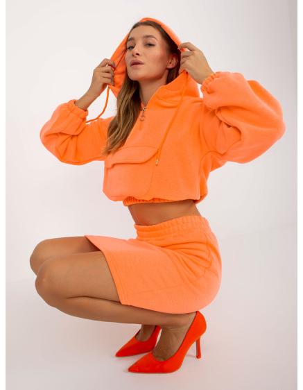 Fluorescenčná oranžová základná tepláková súprava s krátkou mikinou Emilie