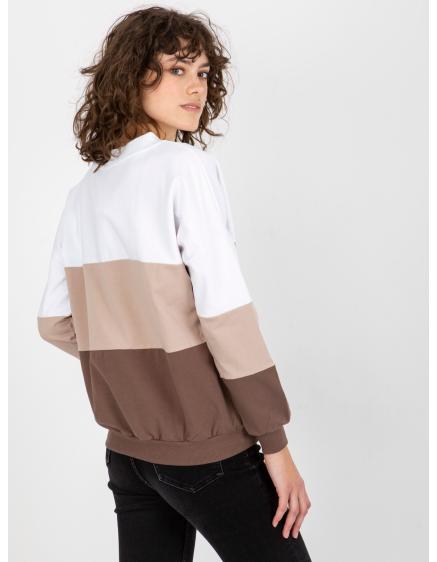 Fehér és barna alap pulóver V-kivágással RUE PARIS