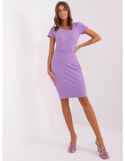 Svetlo fialová bavlnená základná sukňa s pruhmi