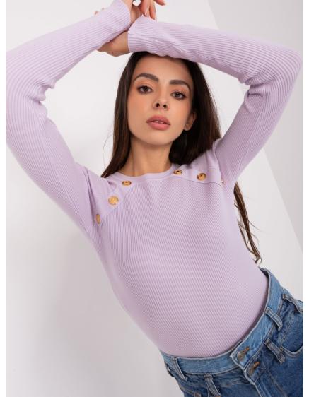 Fuchsiový základný sveter s rolákom a elastickými manžetami