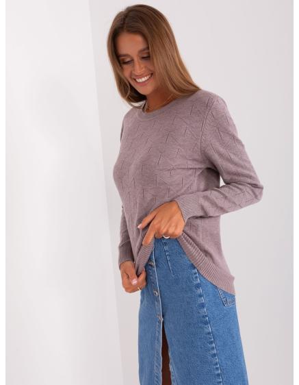 Fuchsiově-ecru volný svetr z pruhované pleteniny