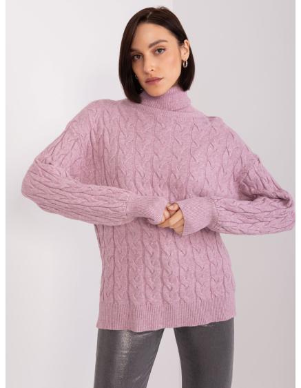 Fuchsiový pletený svetr s copánky