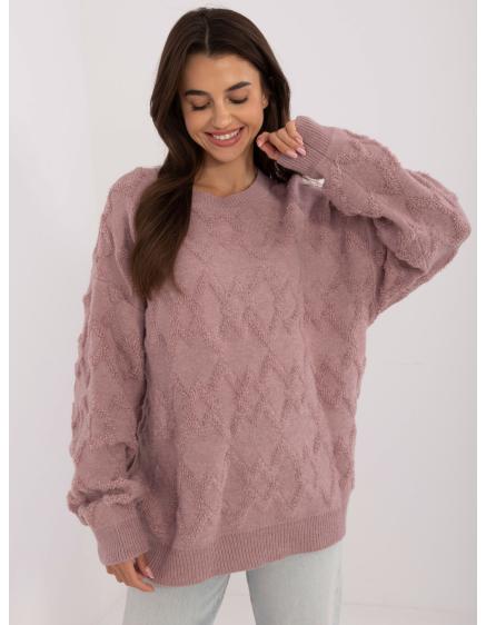 Fuchsiový oversize svetr s krátkými rukávy