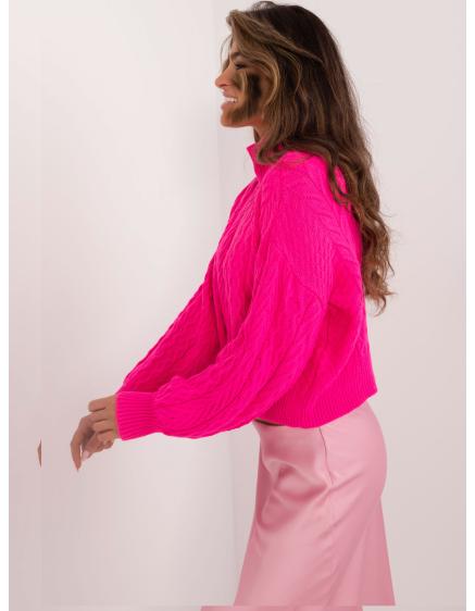 Fukszia és bézs alapblúz csíkos garbóval