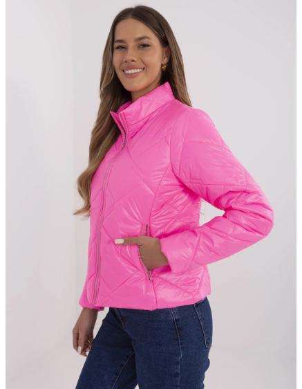 Fluo růžová prošívaná bunda bez kapuce