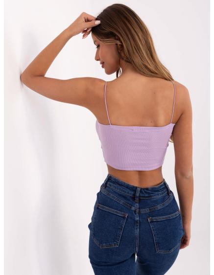 Lilové krátke basic tričko s pruhmi SUBLEVEL