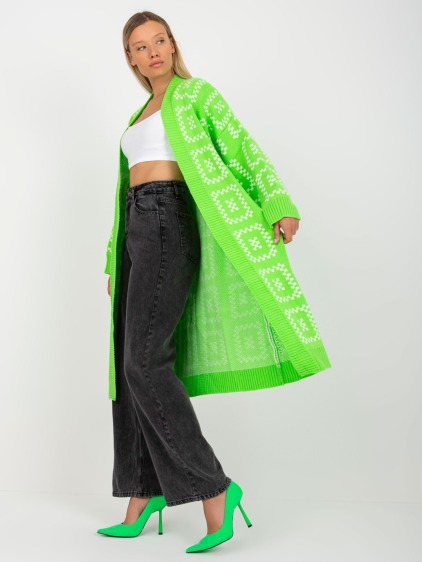 Fluoreszkáló zöld hosszú oversized kardigán RUE PARIS