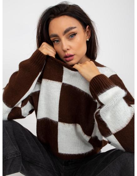 Svetlofialový dámsky klasický sveter s pruhmi