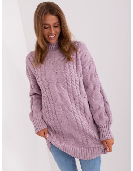 Világos rózsaszín pulóver puffos ujjú