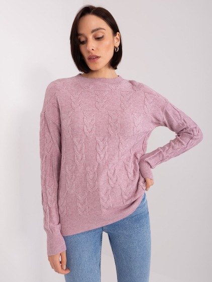 Fluorescenčný ružový oversized sveter s okrúhlym výstrihom