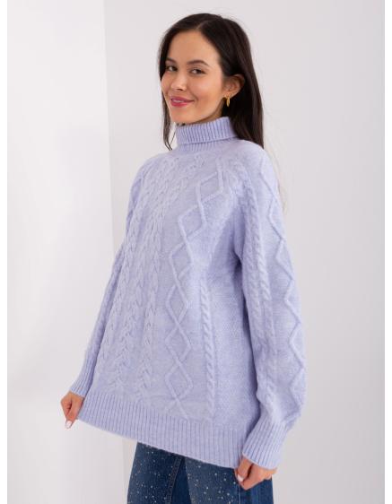 Világos lila oversize pulóver puffos ujjakkal