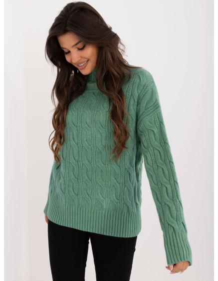 Ecru-hnědá základní blůza s rolákem a pruhy