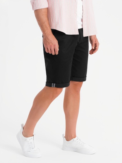 Klasszikus férfi chino rövidnadrág nyitott szárral - fekete V9 OM-SRCS-0197 OM-SRCS-0197