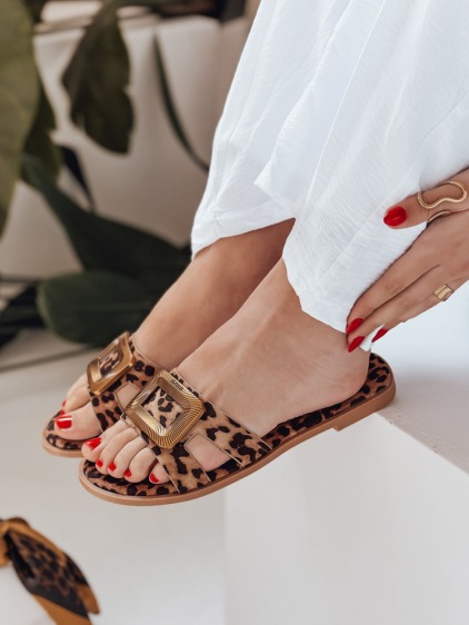 Női papucs GLAMSTEP leopárd mintás