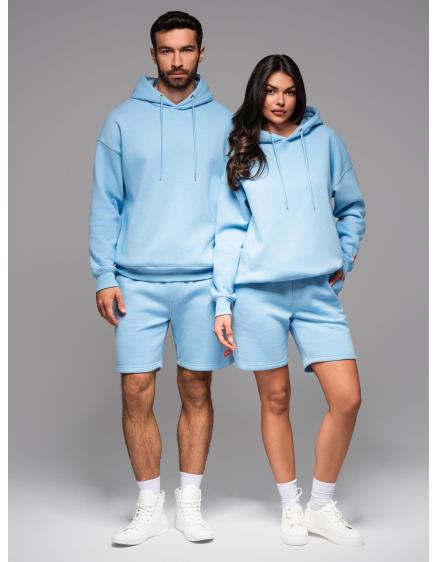 UNISEX kapucnis pulóver + sportrövidnadrág – kék V8 Z110