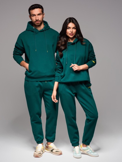 UNISEX kapucnis pulóver + sportnadrág húzózsinórral – sötétzöld V17 Z111