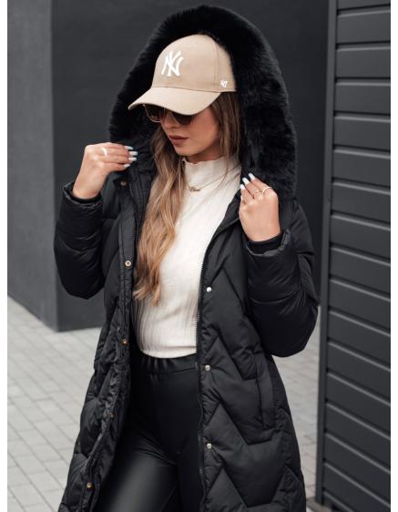 Dámská zimní bunda VEONI dlouhá prošívaná s kapucí černá