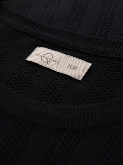 Pánské slim prolamované tričko s krátkým rukávem, černé – fotografie produktu 6