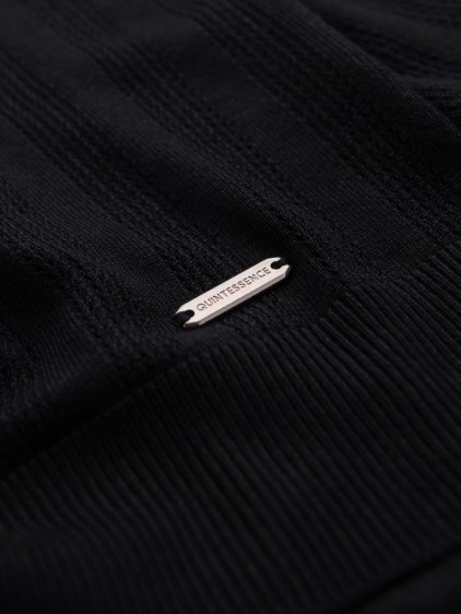 Pánské slim prolamované tričko s krátkým rukávem, černé – fotografie produktu 7