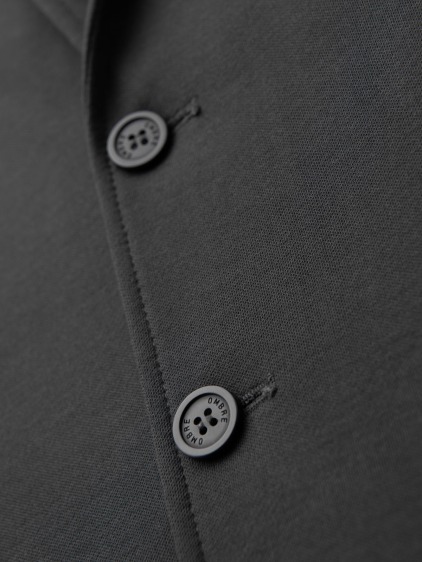 Pánské elegantní slim fit pletené sako s klopami, tmavě šedé – fotografie produktu 7