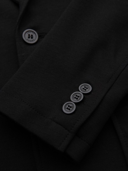 Pánské elegantní slim fit pletené sako s klopami, černé – fotografie produktu 12
