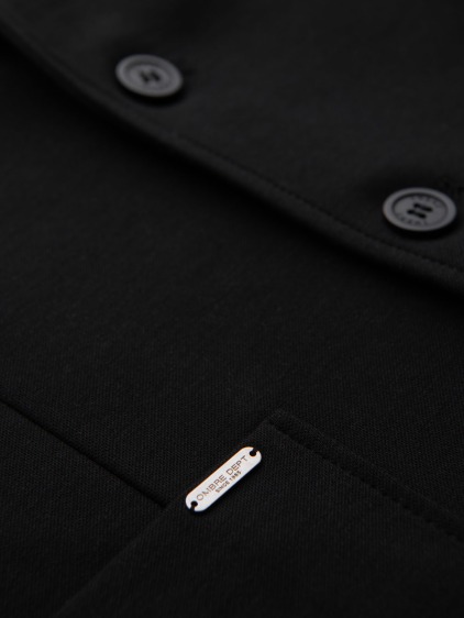 Pánské elegantní slim fit pletené sako s klopami, černé – fotografie produktu 9