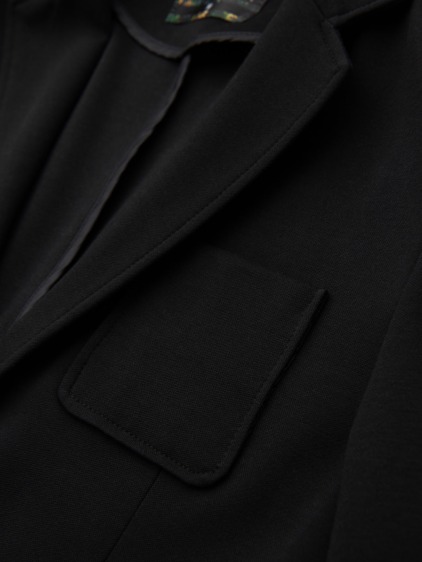 Pánské elegantní slim fit pletené sako s klopami, černé – fotografie produktu 10
