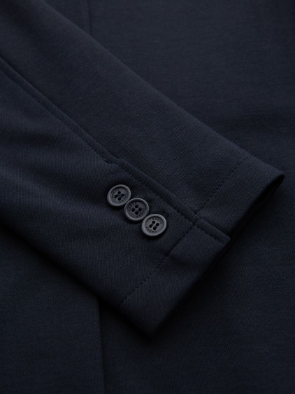 Pánské elegantní slim fit pletené sako s klopami, námořnická modrá – fotografie produktu 11