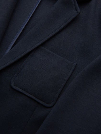 Pánské elegantní slim fit pletené sako s klopami, námořnická modrá – fotografie produktu 9
