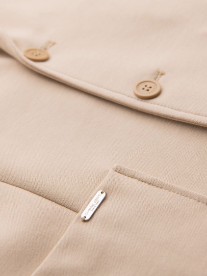 Pánské elegantní slim fit pletené sako s klopami, béžové – fotografie produktu 11