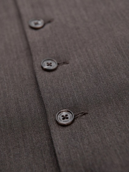 Férfi elegáns slim fit mellény halszálkamintával, sötétszürke – fotografie produktu 6