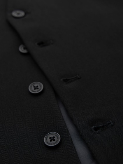 Férfi elegáns slim fit mellény halszálkamintával, fekete – fotografie produktu 6