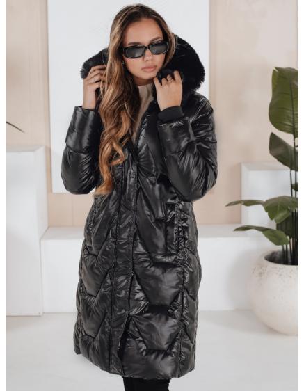 Dámská zimní bunda ELECIO dlouhá prošívaná s kapucí černá