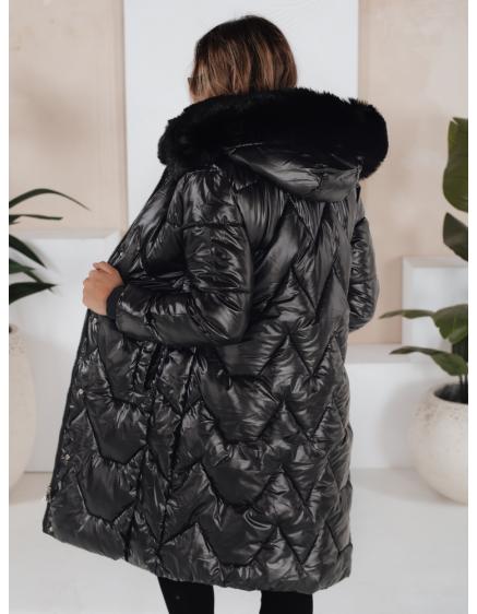 Dámská zimní bunda ELECIO dlouhá prošívaná s kapucí černá