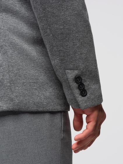 Pánské elegantní slim fit pletené sako s klopami, tmavě šedé – fotografie produktu 6