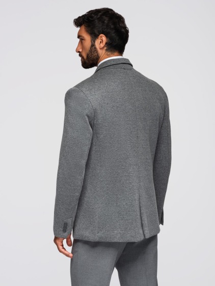 Pánské elegantní slim fit pletené sako s klopami, tmavě šedé – fotografie produktu 7