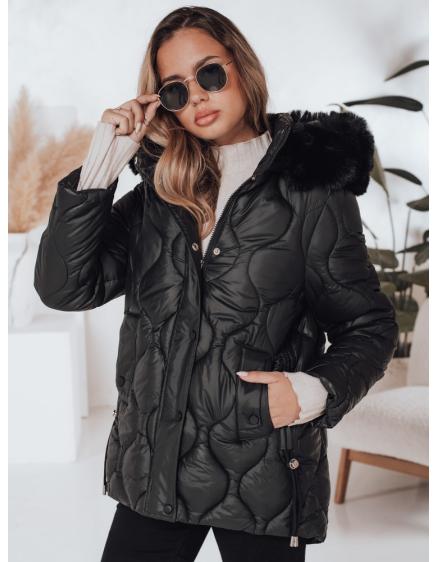 Dámska zimná prešívaná bunda LUMORE s kapucňou čierna